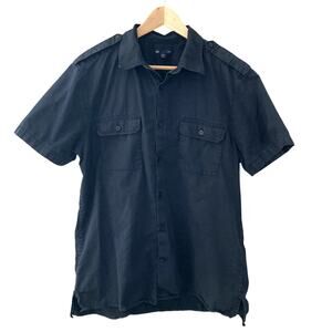 Gap Mens Short Sleeve Two Pocket Epaulet Shirt - Black - Large